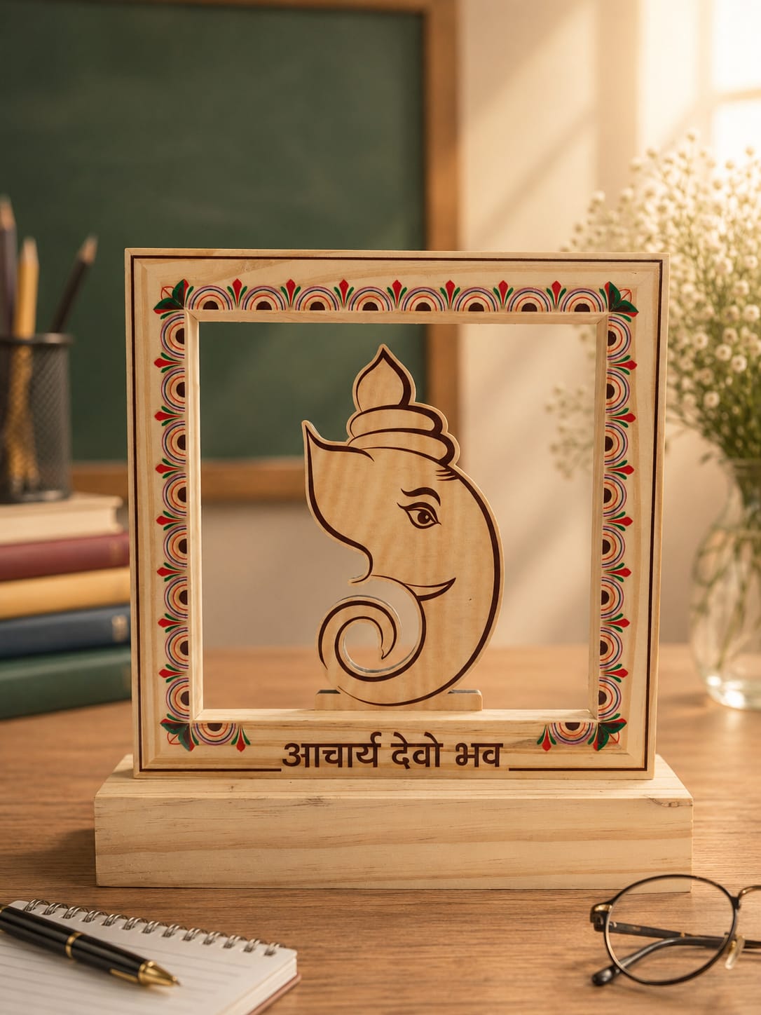 Pine Wood Ganesha Handcrafted Frame