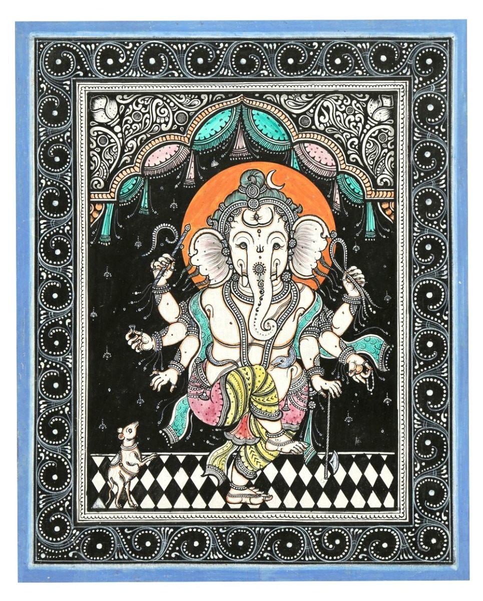 Pattachitra of Lord Ganesha in Dancing Mood