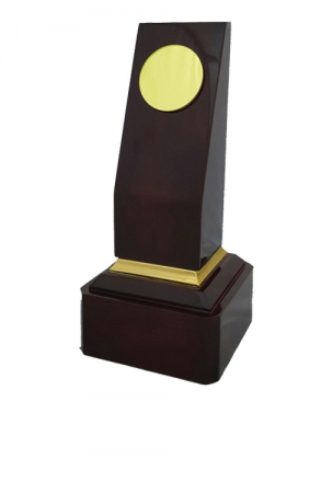 Solid Wooden Monumental Award with Golden Name Plate