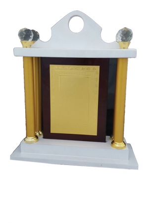 Fireside Design Plaque with Golden Plate and Crystal Studded Golden Pillar