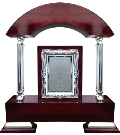 Steel pillars & wooden plaque 