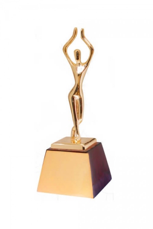Bronze Plated Lady Dancing Metal Statue Trophy