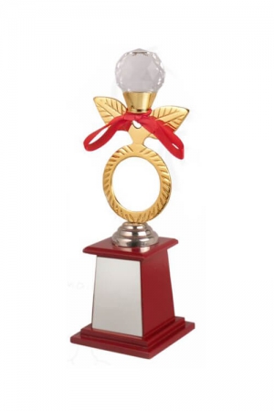 Golden Metal Trophy With Flower on the Top