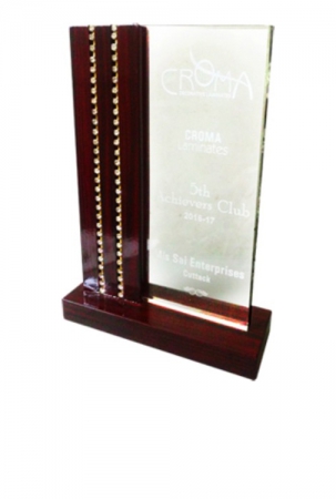 Acrylic Rectangular Award With Wood Base
