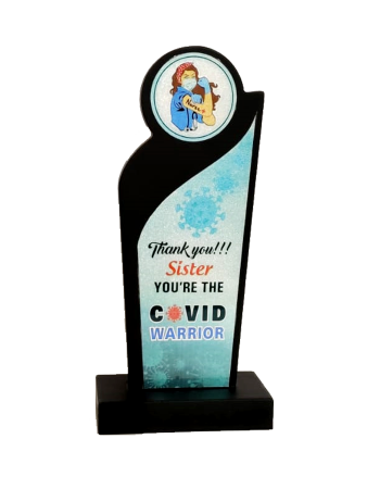 Covid Health Care Warrior Wooden Trophy