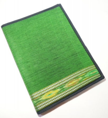 Hand Stitched and Handcrafted Green Colour Cotton Cover Handmade Paper Dairy