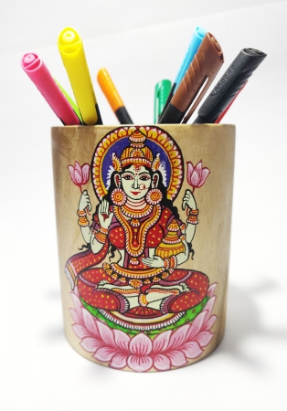 Handmade Hand Painted Laxmi Pattachitra Art Pen Stand