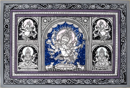 Lord Ganesha Goddess Laxmi Goddess Saraswati Pattachitra Handicraft Made by Traditional Odisha Artis