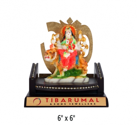 Maa Durga sitting on Om shaped Wooden Base Gift