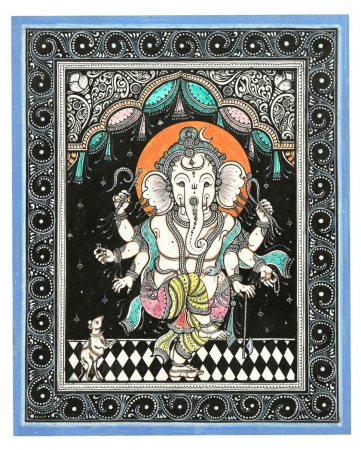 Pattachitra of Lord Ganesha in Dancing Mood