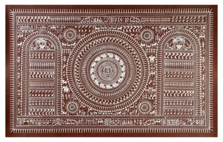 Saura Tribal Art Of Odisha With Pattachitra Hand Painting - size 40x26 inch