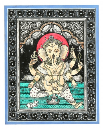 Sitting Lord Ganesha Pattachitra Artwork